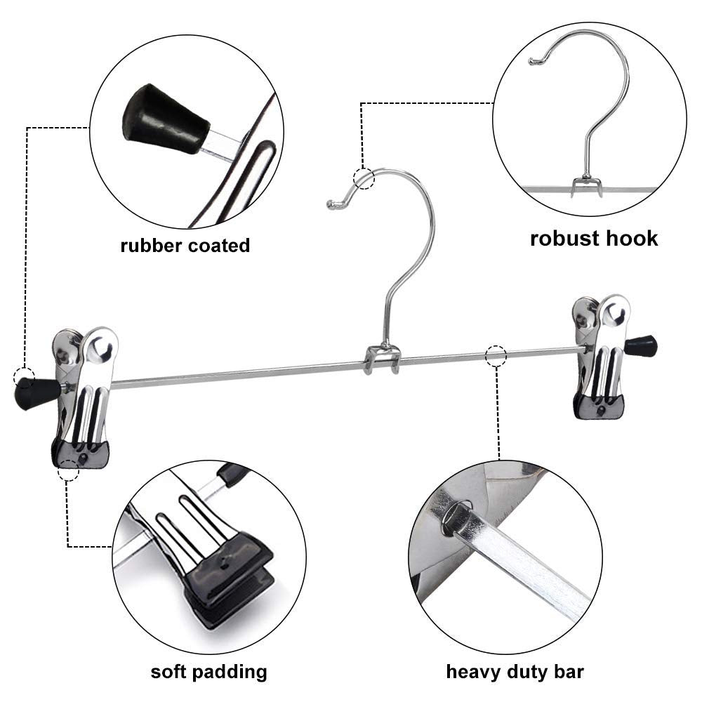 Goodtou Pants Hangers, 30Pack Skirt Hangers With Clips Metal Pant Hangers For Pants Hangers With Clips Trouser Hangers