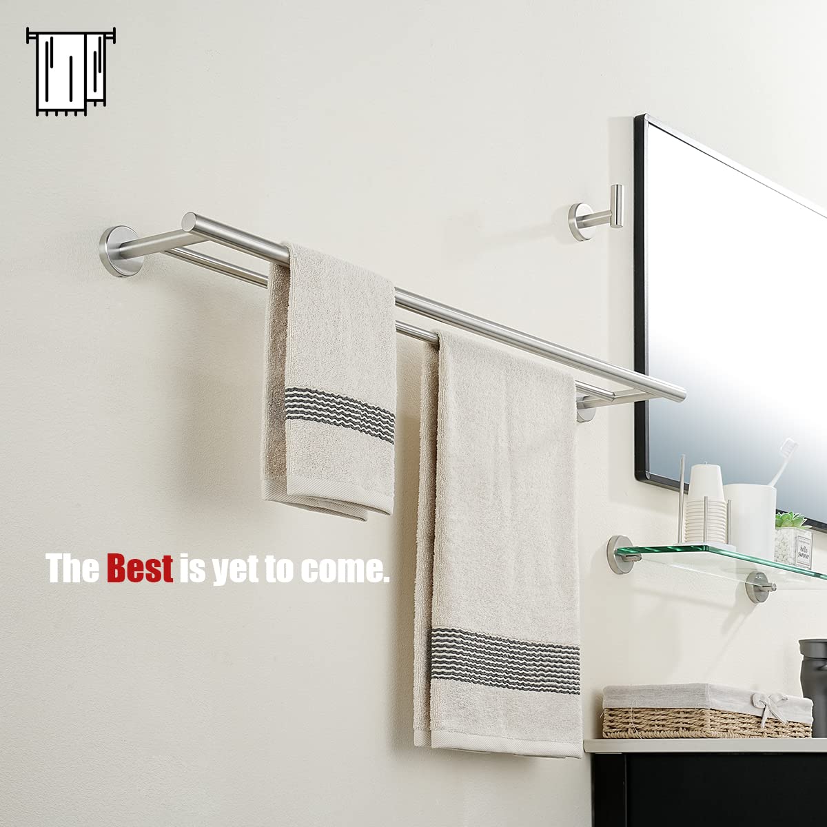 JQK Double Bath Towel Bar  36 Inch 304 Stainless Steel Thicken 1mm Towel Rack for Bathroom  Bath Towel Holder Brushed Wall Mount  Total Length 39.13 Inch  TB100L36-BN