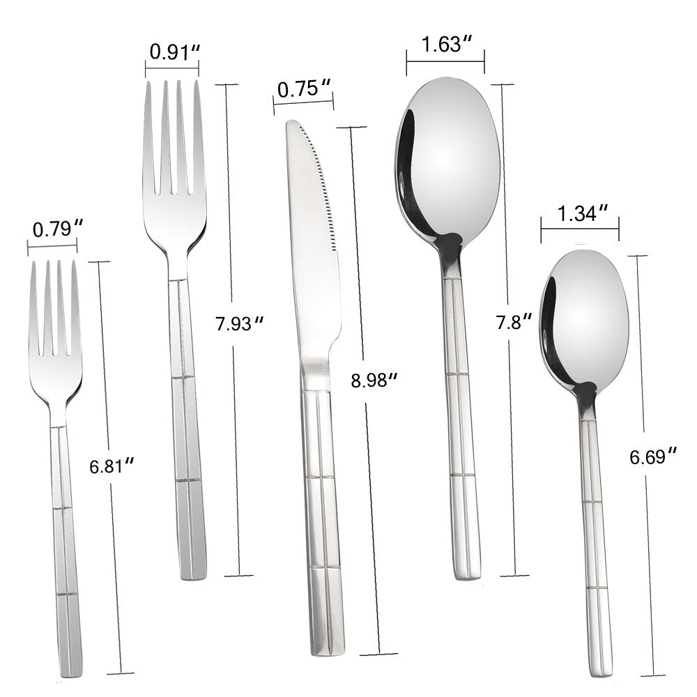 Lesbin 30-Piece Stainless Steel Flatware Silverware, Service For 6