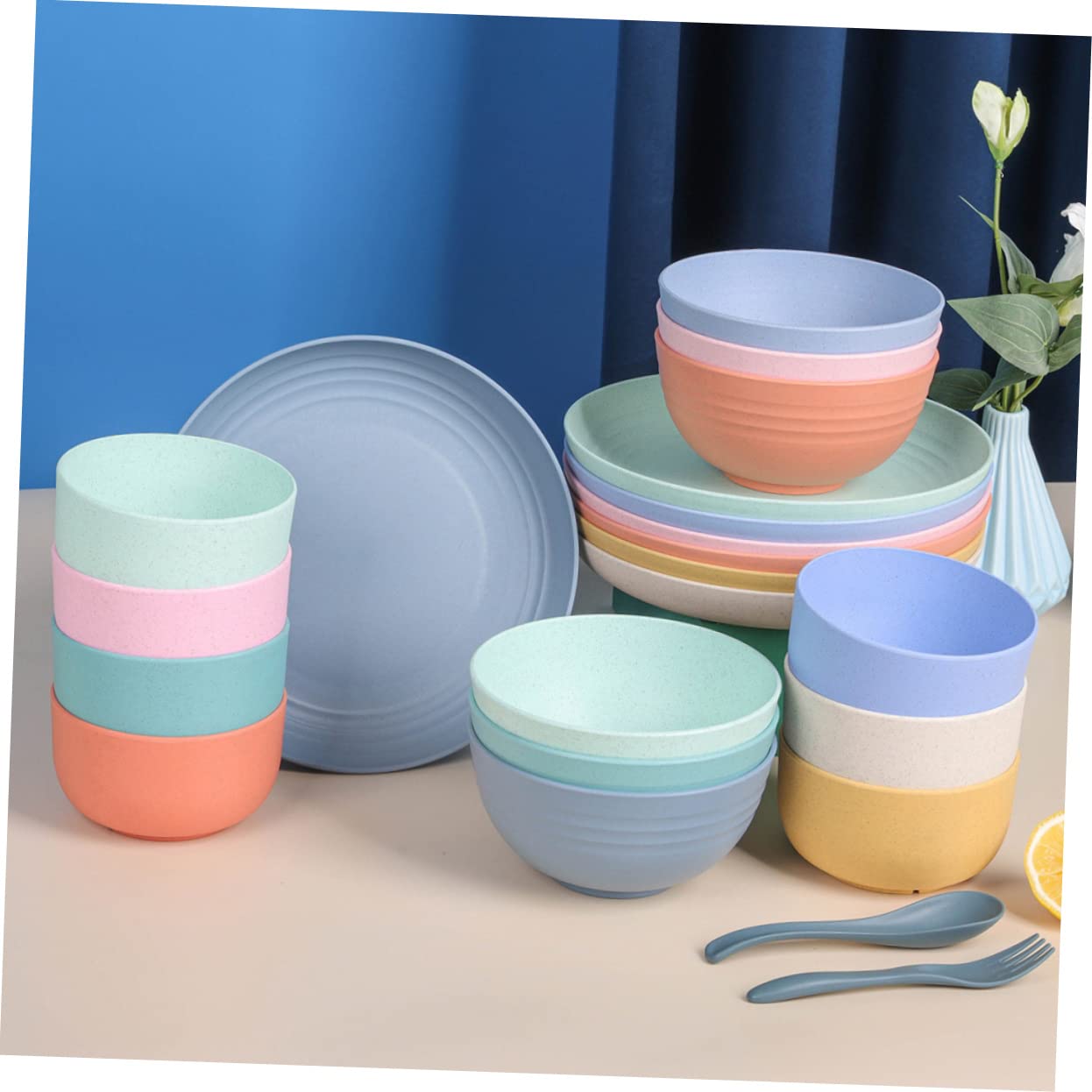 Anneome 1 Set Travel Cutlery Travel Kit For Cup & Saucer Sets Microwave Dishwasher Safe Bowl Shatterproof Dishes Portable Tablew