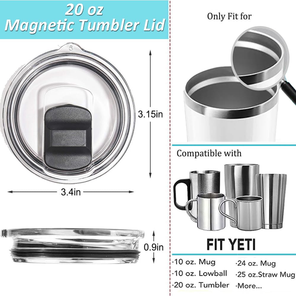 Replacement Yeti Tumbler Lid, 2Pcs 20Oz Yeti Tumbler Magnetic Slider Replacement, Great Spill Proof Effect Coffee Cup Lids With