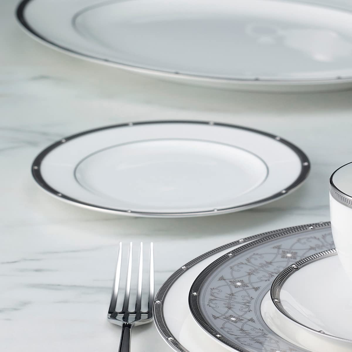 Noritake Rochelle Platinum - 5 Piece Place Setting, White