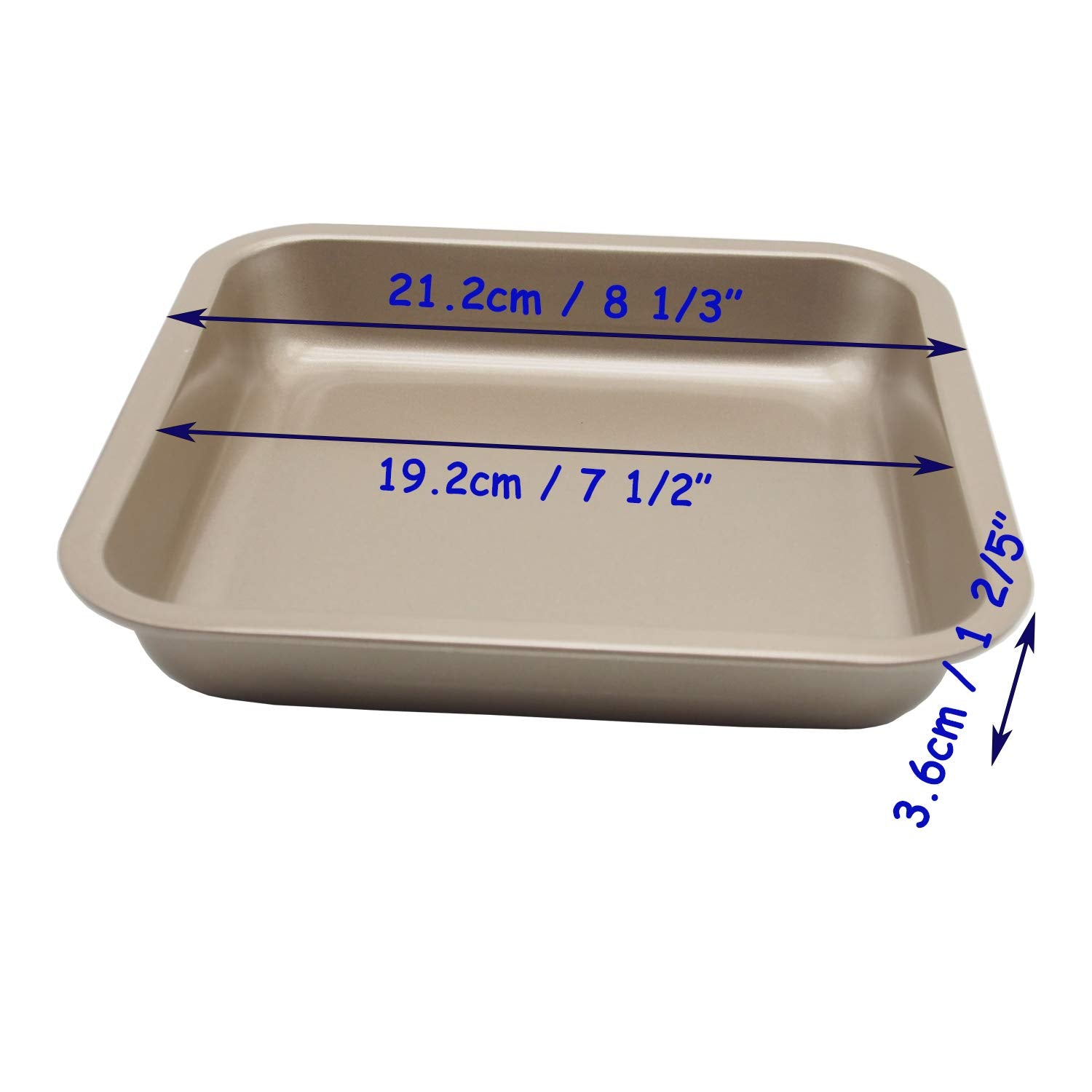 Hytk 2 Small Baking Pans 8.33 X 8.33 Inch (Inner 7.5 X 7.5) Mini Cookie Sheet Toaster Conventional Oven Tray Nonstick No Warp Ma