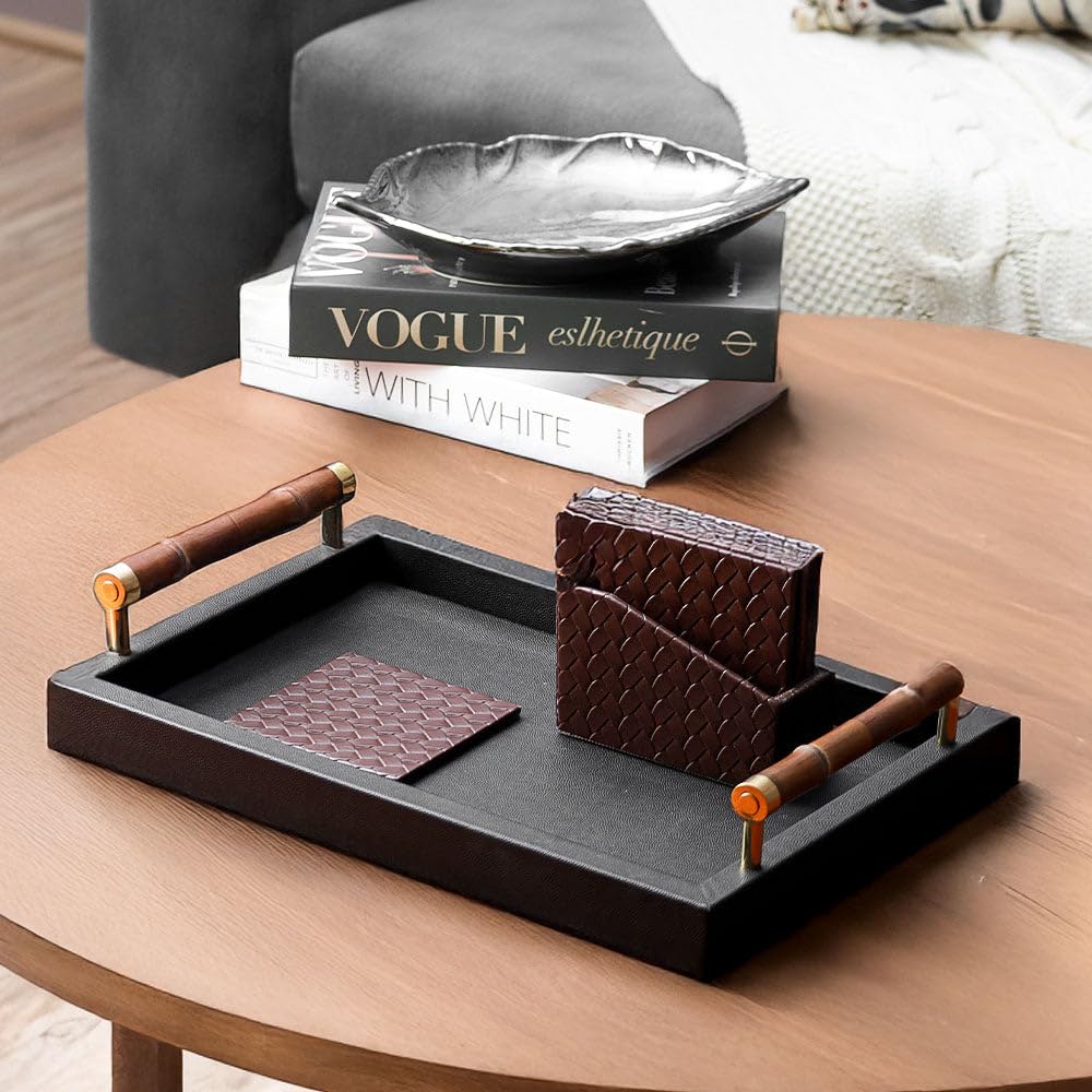 Esq Living Leva Serving Tray With Side Handles | Serving Tray For Home Kitchen And Dining Table | Tea Tray | Ideal For Breakfast