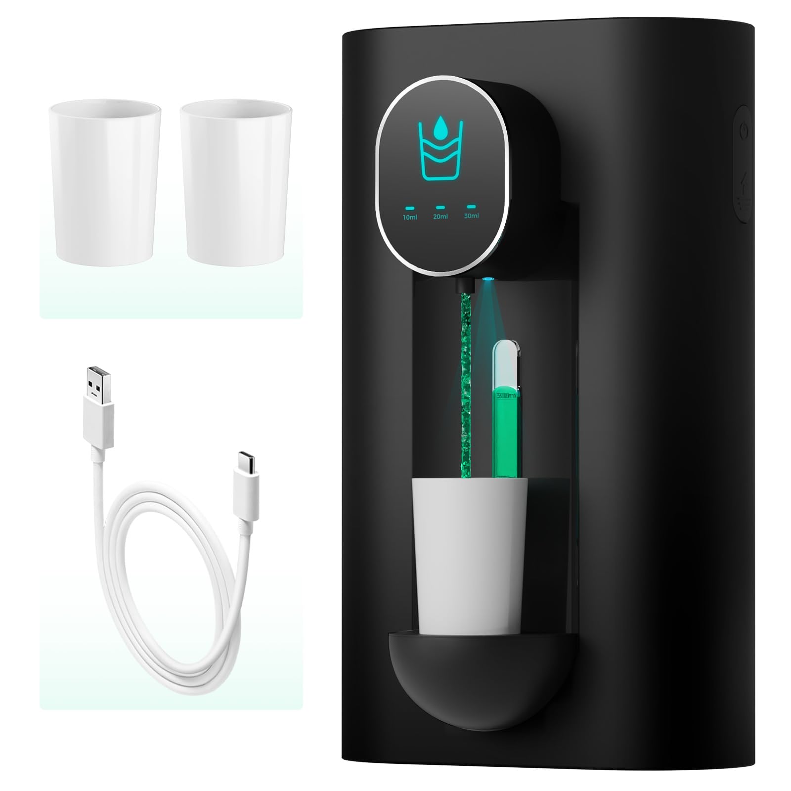Oylik Automatic Mouthwash Dispenser 18.26 Oz Touchless Mouthwash Dispenser For Bathroom 2 Magnetic Cup Usb Rechargeable And 3 Di