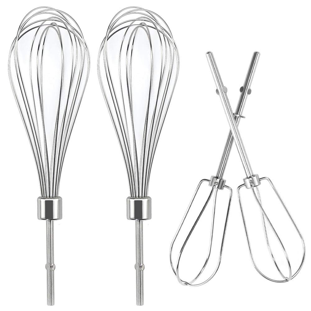 Cenipar W10490648&Khmpw- Khm2B W10490648 Hand Mixer Turbo Beaters(2 Pack) & Khmpw Stainless Steel Pro Whisk(2 Pack) Fit For Khm5