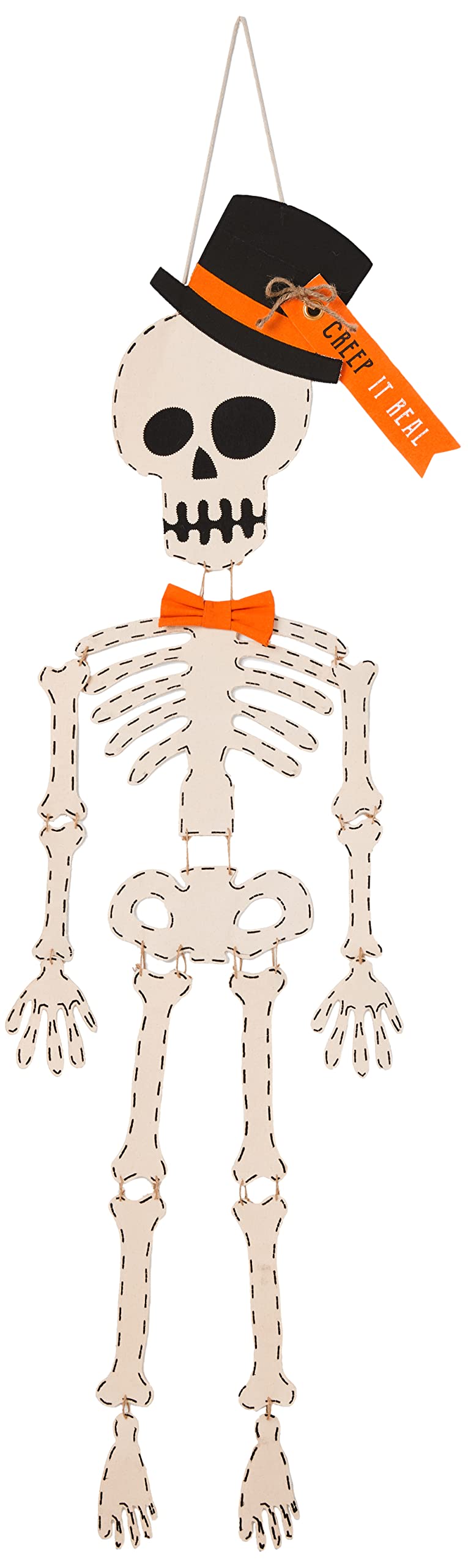 Mud Pie Skeleton Halloween Door Hanger, 65, White (40060032T)