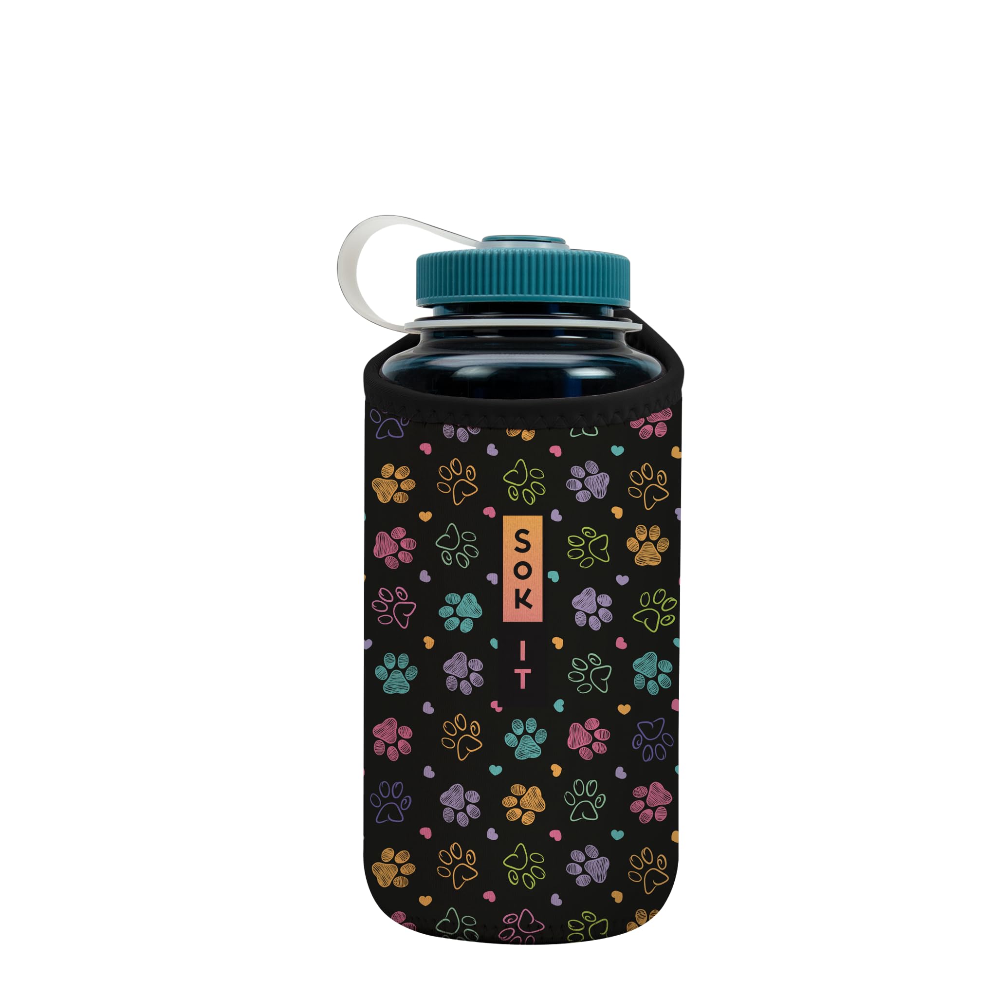 Sok It BotlSok Water Bottle Sleeve Insulated Neoprene Cover (Furry Footprints, Fits 32oz Nalgene)
