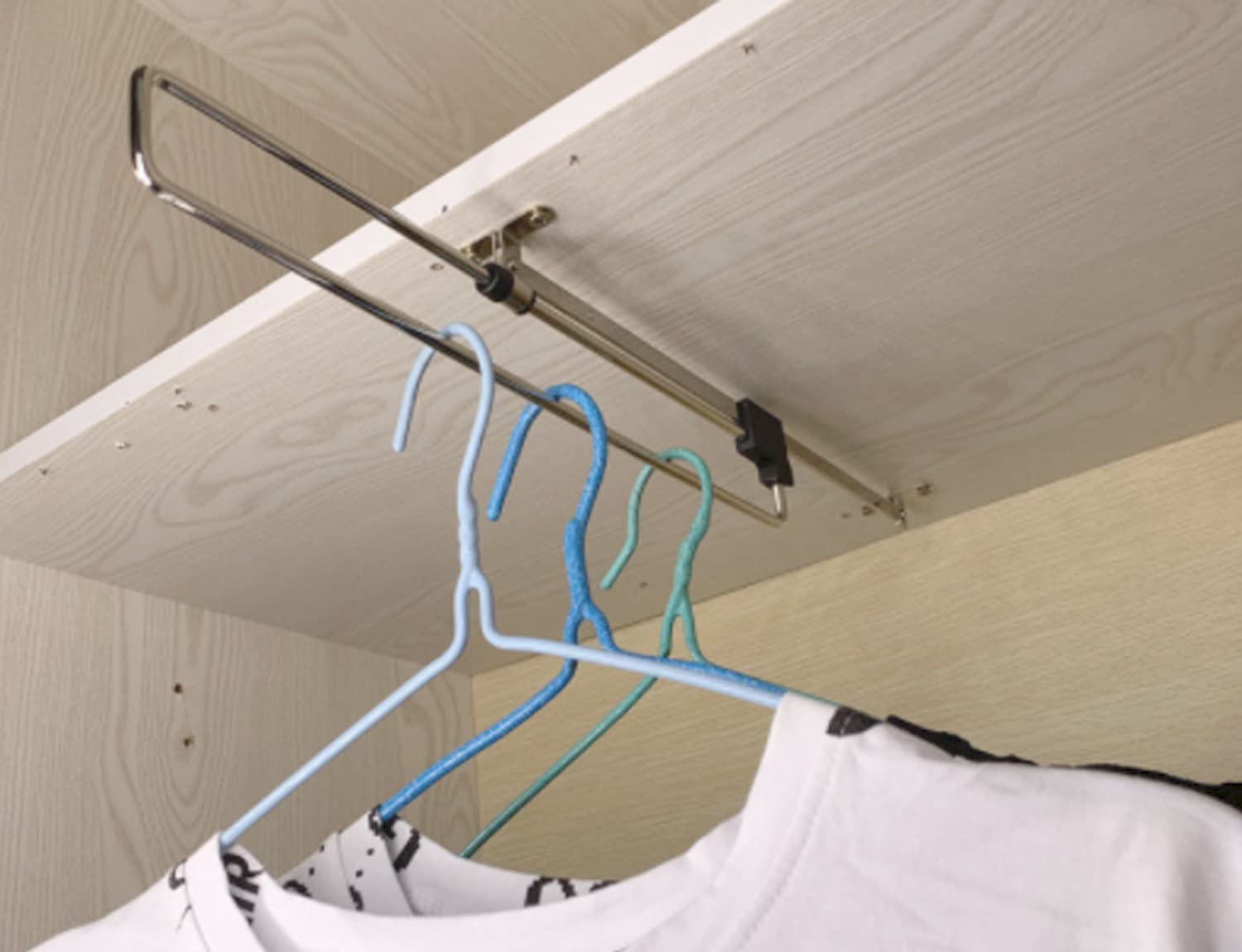 Pull Out Closet Autuwintor Pull-Out Closet Valet Rod Adjustable Wardrobe Clothing Rail Side With Mounting Screw Cold Rolled Stee