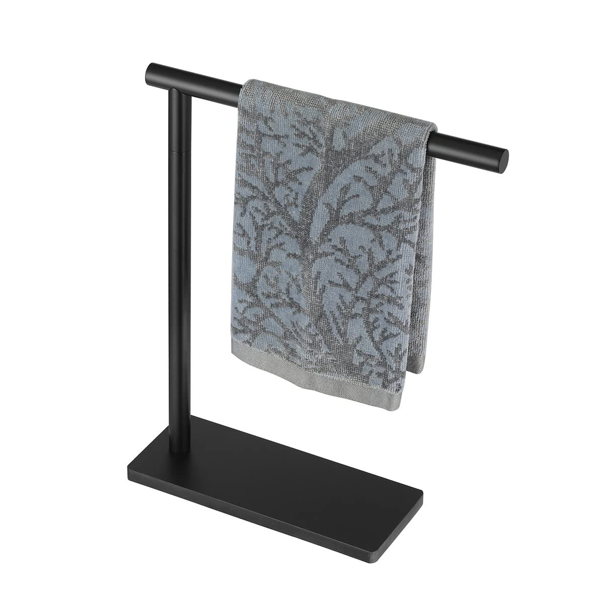 Jqk Hand Towel Holder Stand Black, Modern Tree Rack Free Standing For Countertop With 12 Inch Bar, 304 Stainless Steel Matte Bla