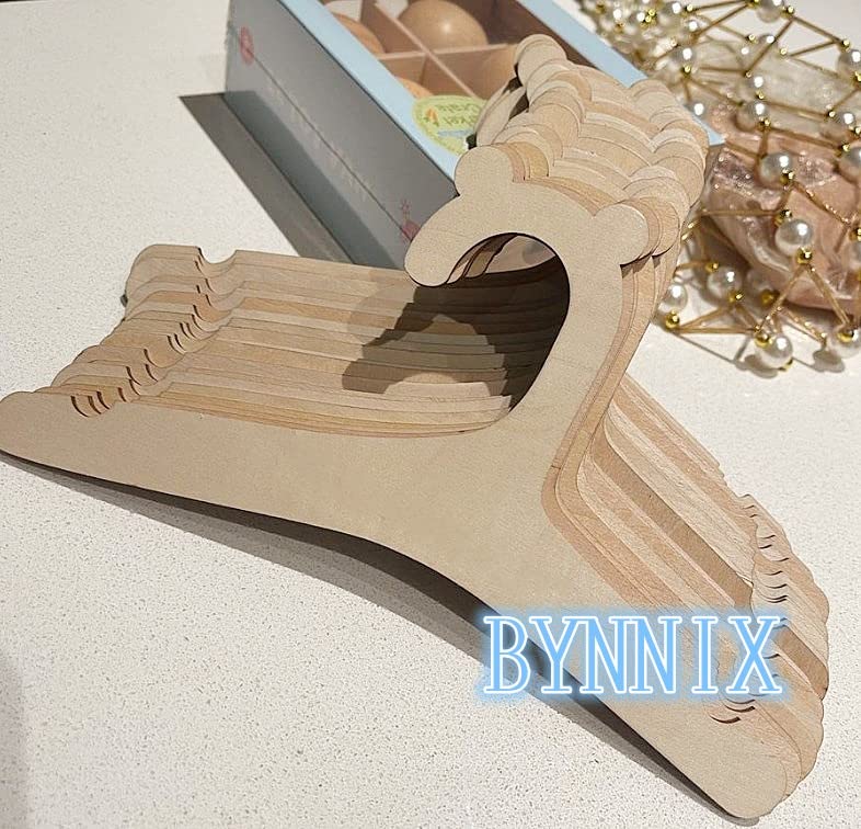 Bynnix Wooden Childrens Hangers Kids Hangers,(10 Pack) Cute Bear Ears Wood Baby Hangers Nursery Hangers, Non Slip Coat Hanger Fo