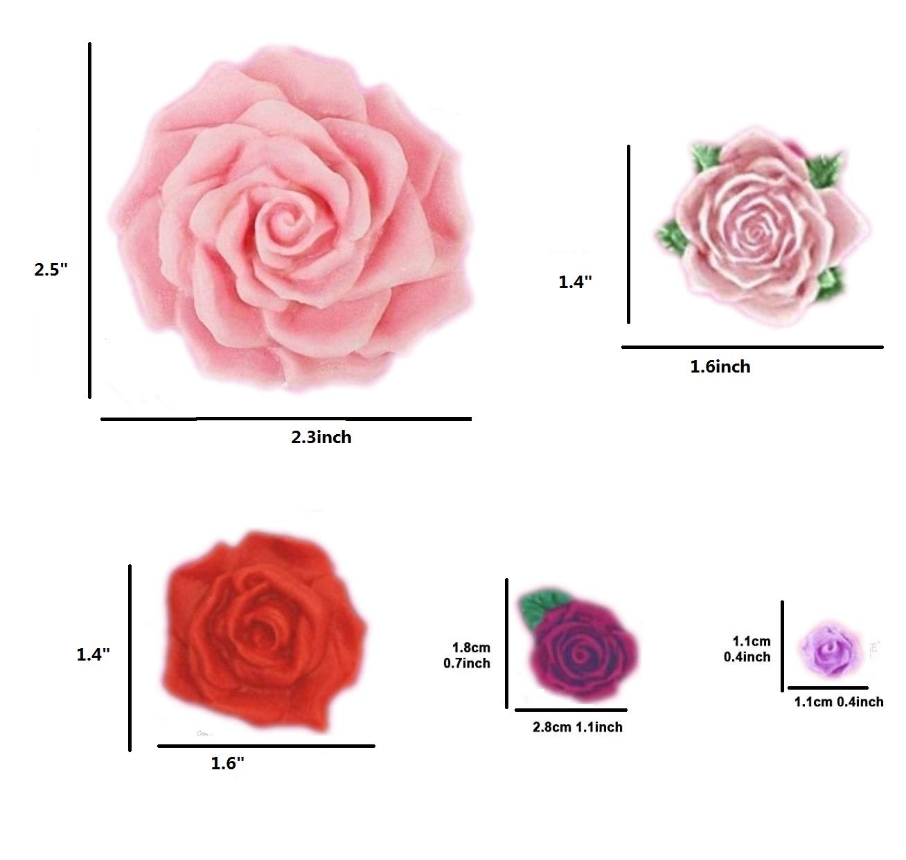 Large Rose Mold Silicone,Rose Flower And Leaves Fondant Cake Molds,Leaf Candy Chocolate Molds For Wedding Cake Decoration, Sugar
