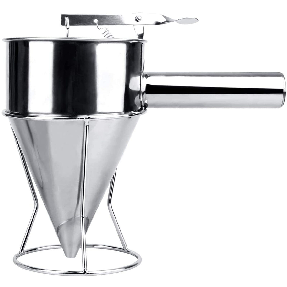 Mylifeunit Stainless Steel Pancake Batter Dispenser, Funnel Dispenser With Stand For Takoyaki And Baking