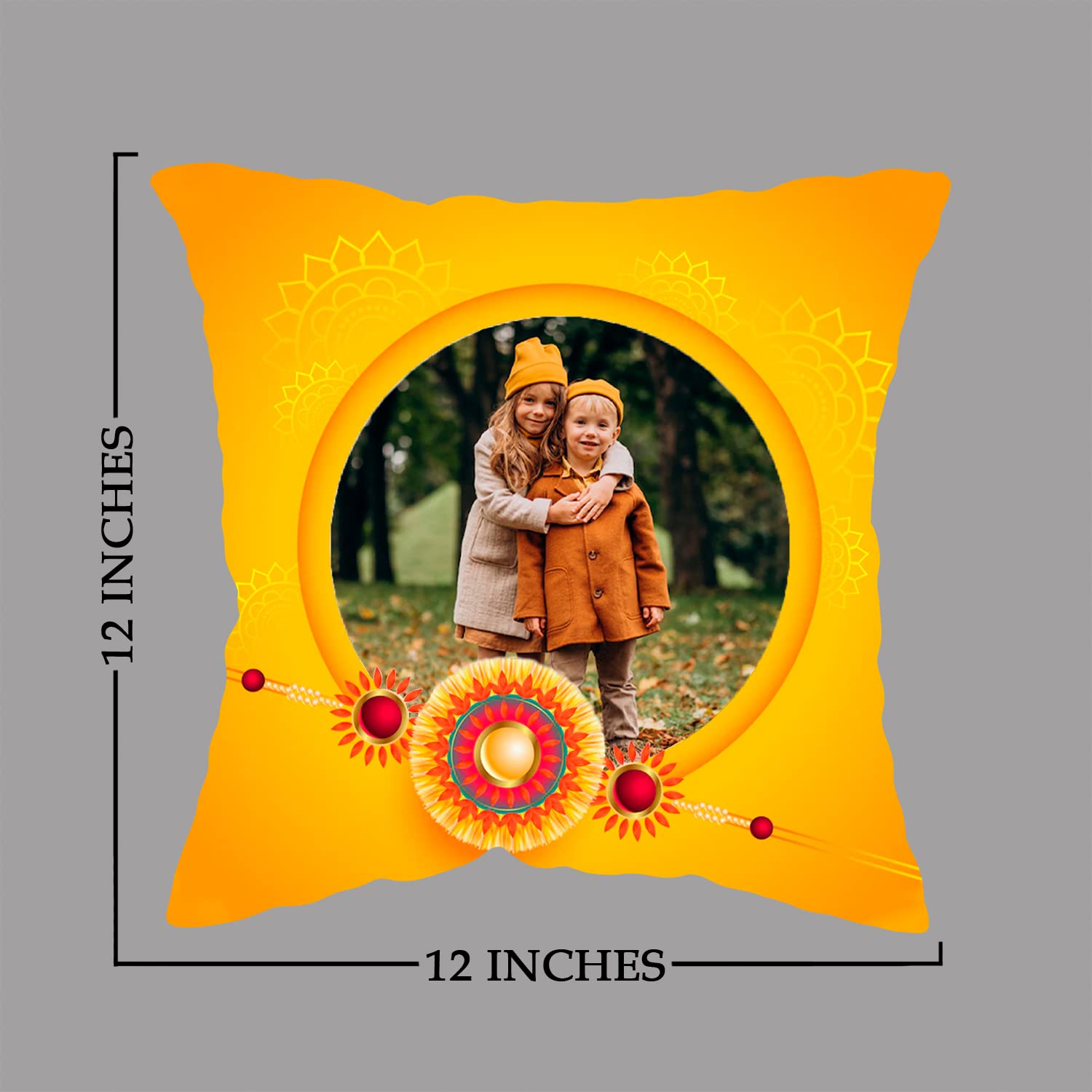 GiftoKing Customized Cushion for Rakhi Gift, Best Gift for Rakshabandhan, Multicolour (Pattern 9, 12X12)