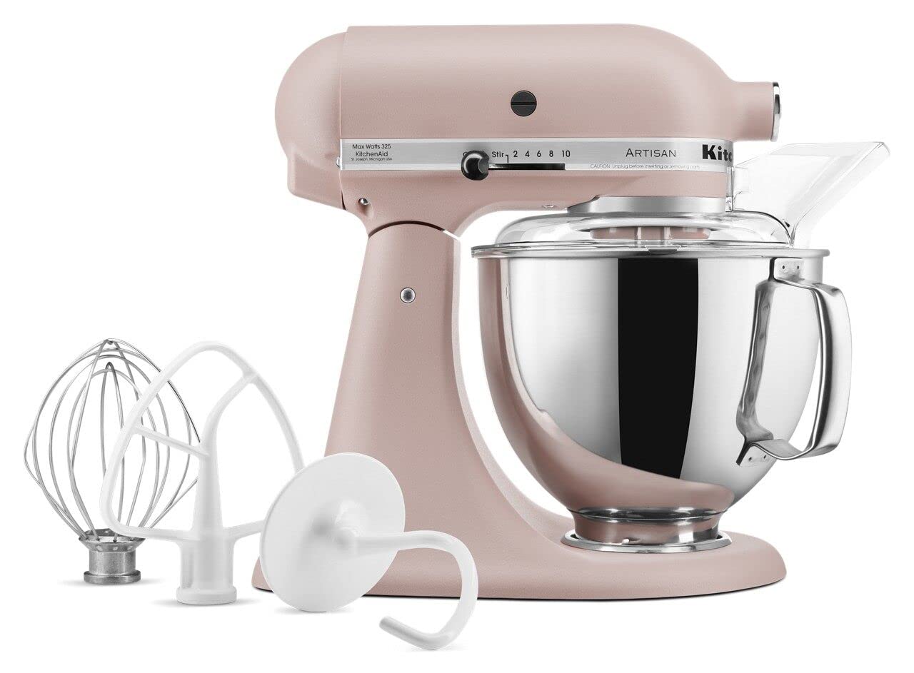 KitchenAid Artisan Series 5 Quart Tilt Head Stand Mixer with Pouring Shield KSM150PS, Feather Pink