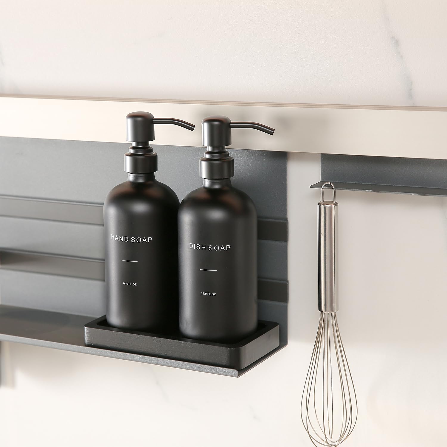 Prus Waso Matte Black Soap Dispenser Set, Kitchen Soap Dispenser Set With Black Stainless Steel Pump, Perfect For Kitchen Decor