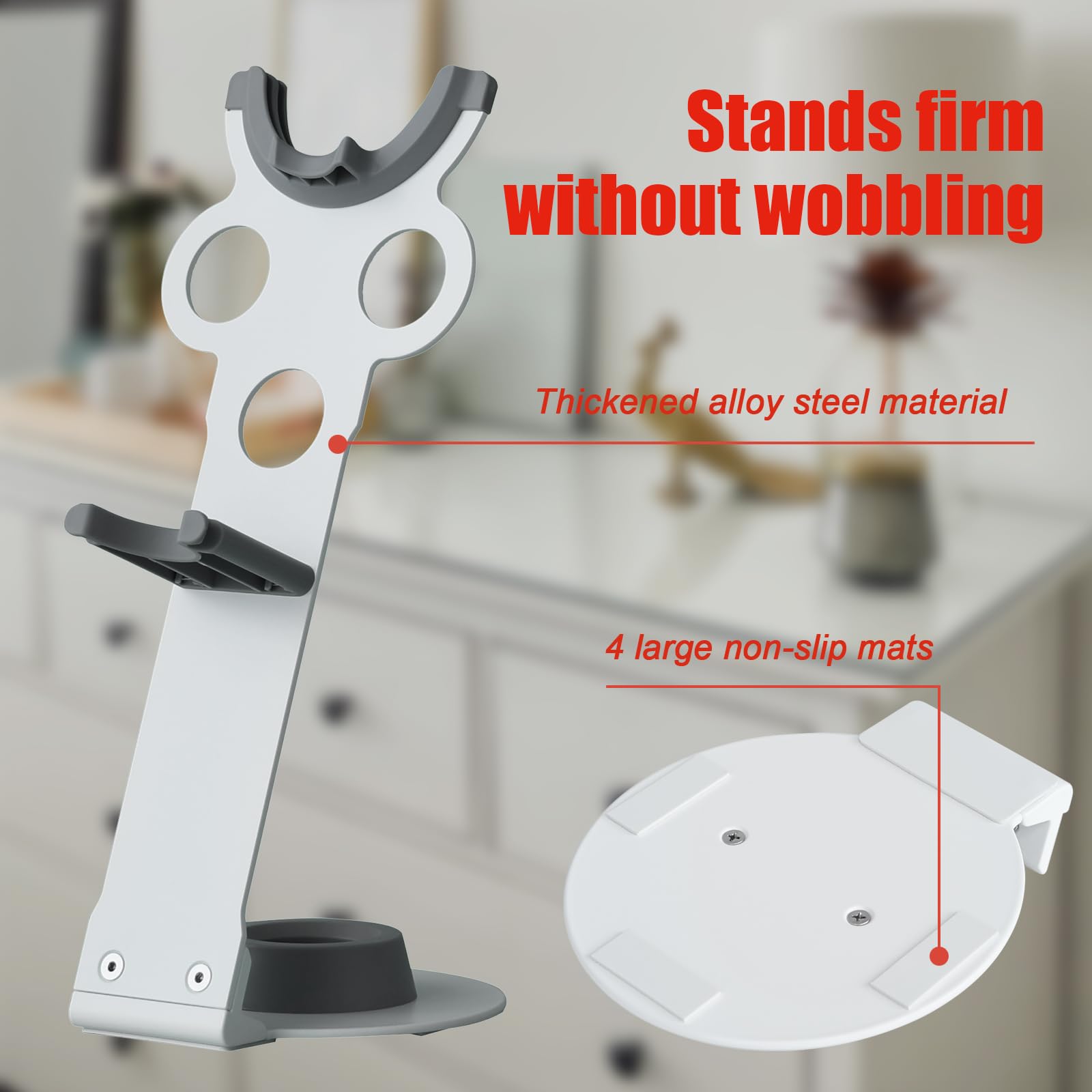 Catoomuu Hair Dryer Stand Holder For Dyson Supersonic, Dyson Blow Dryer Accessory Organizer, Attachments Counter Storage Rack, W