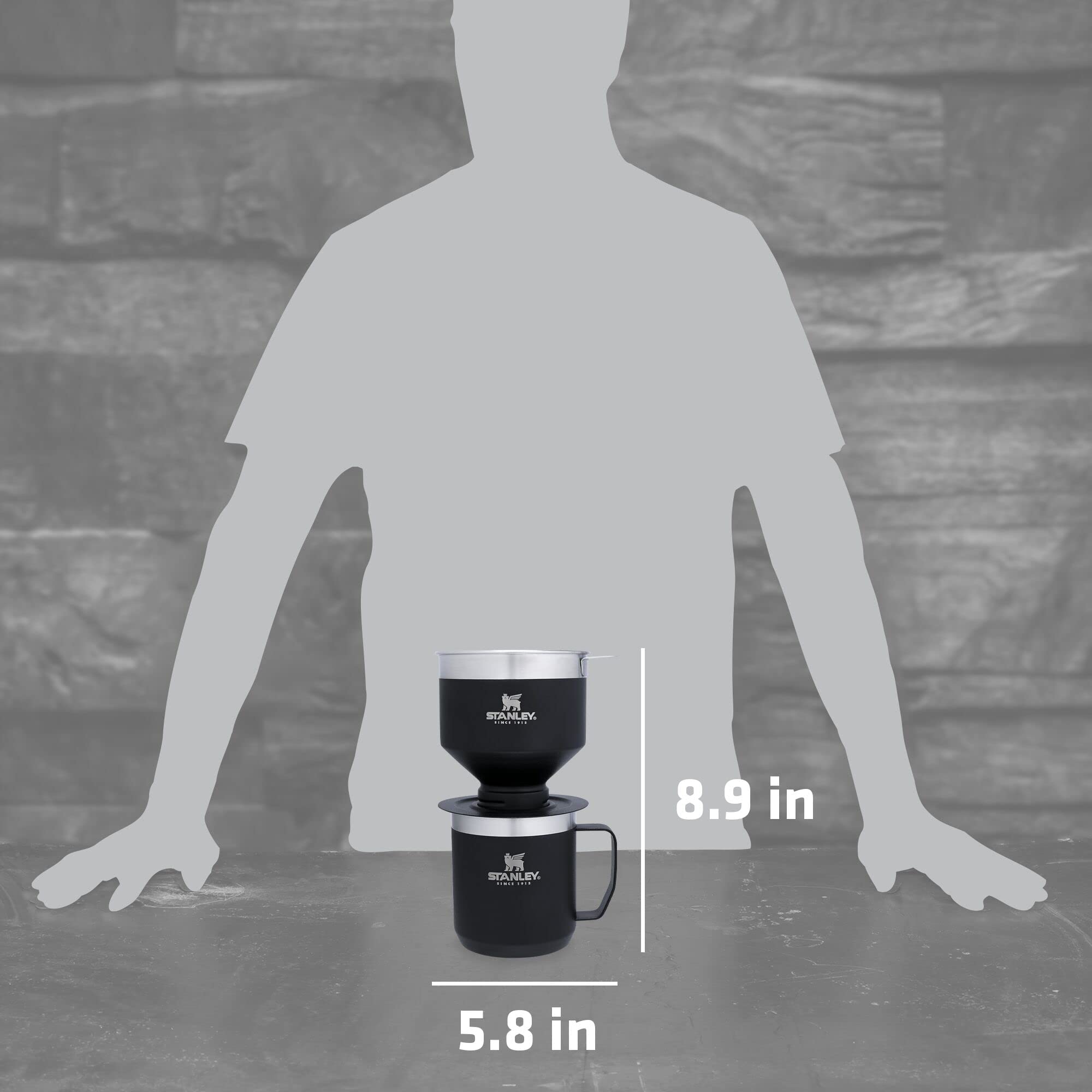 STANLEY Perfect Brew Pour Over Set - 12 oz Insulated Stainless Steel Camp Mug, Matte Black, BPA-Free, Model 10-09566-041