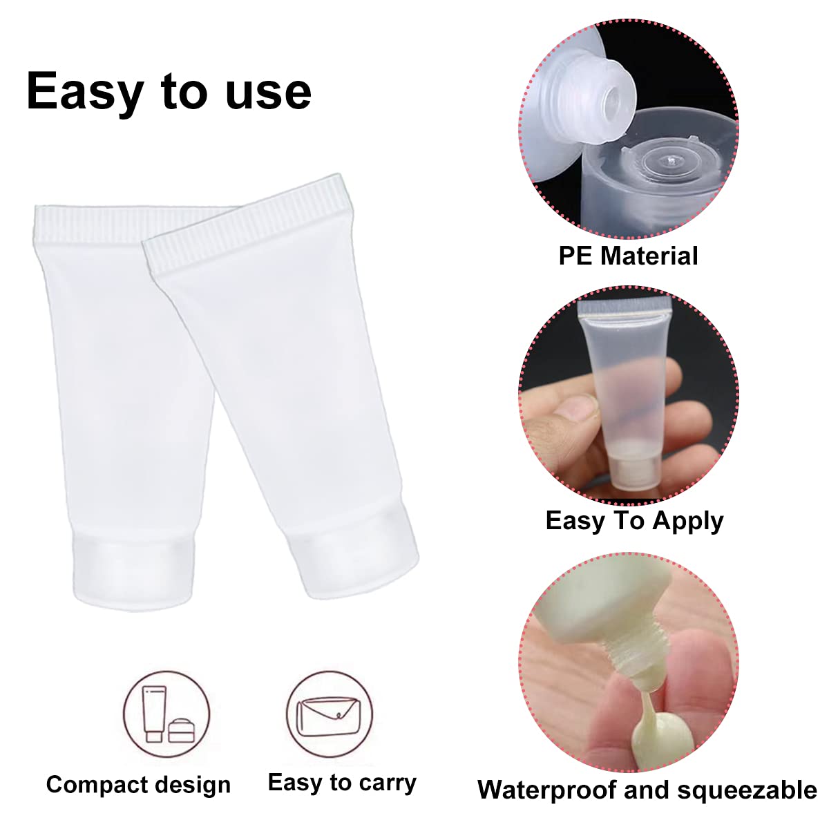 Ewanda Store 5Ml Sample Packing Bottles Jars,50 Pcs Empty Refillable Plastic Tubes Cosmetic Mini Makeup Containers For Body Loti