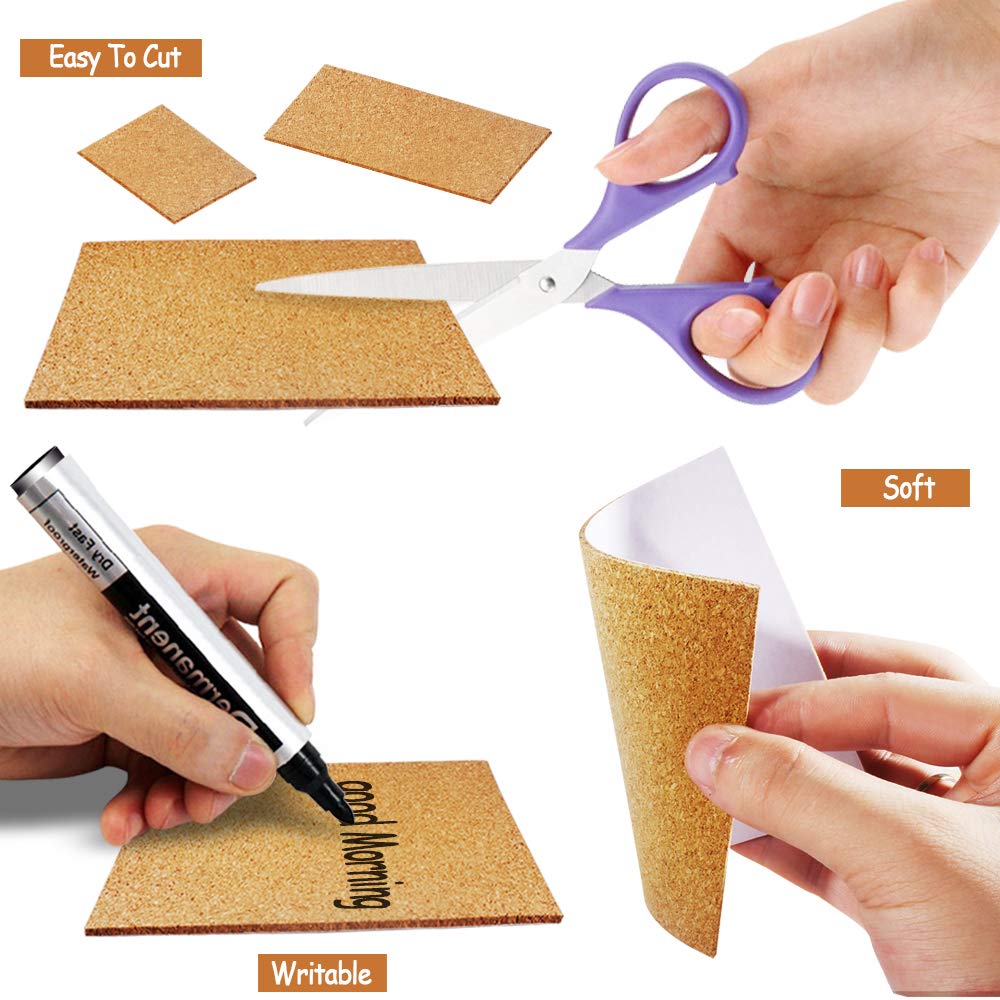 30 Pack Self-Adhesive Cork Squares 4    X 4    Cork Tiles Cok Bcking Sheets Cork Coasters Square For Diy Crafts