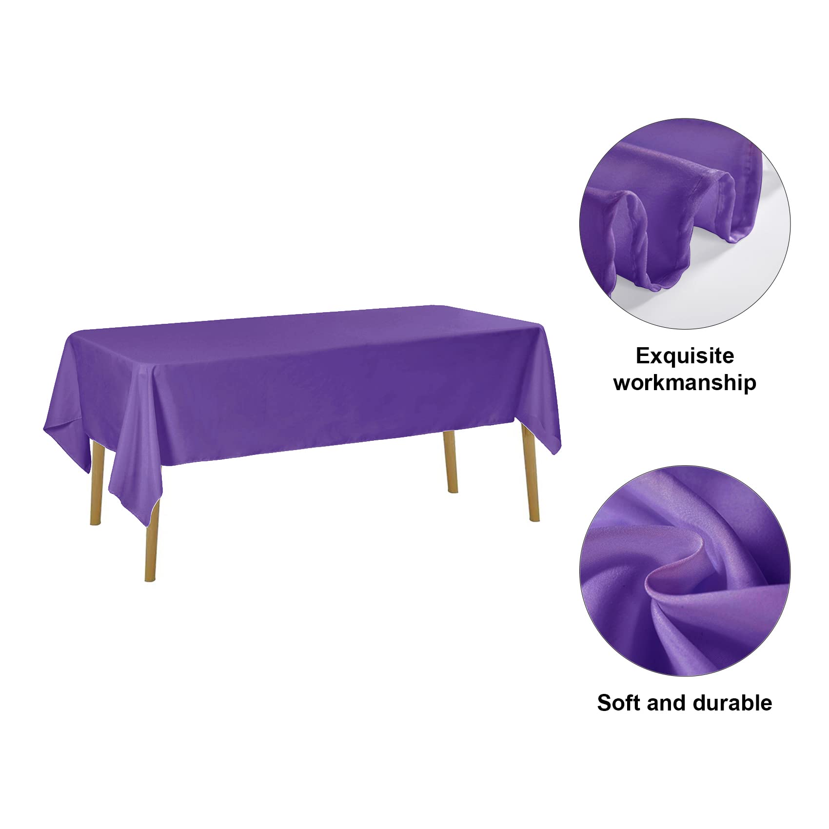 Rectangle Tablecloth - 60X102 Purple Tablecloth - Stain And Wrinkle Resistant Washable Polyester Table Cloth, Decorative Fabric