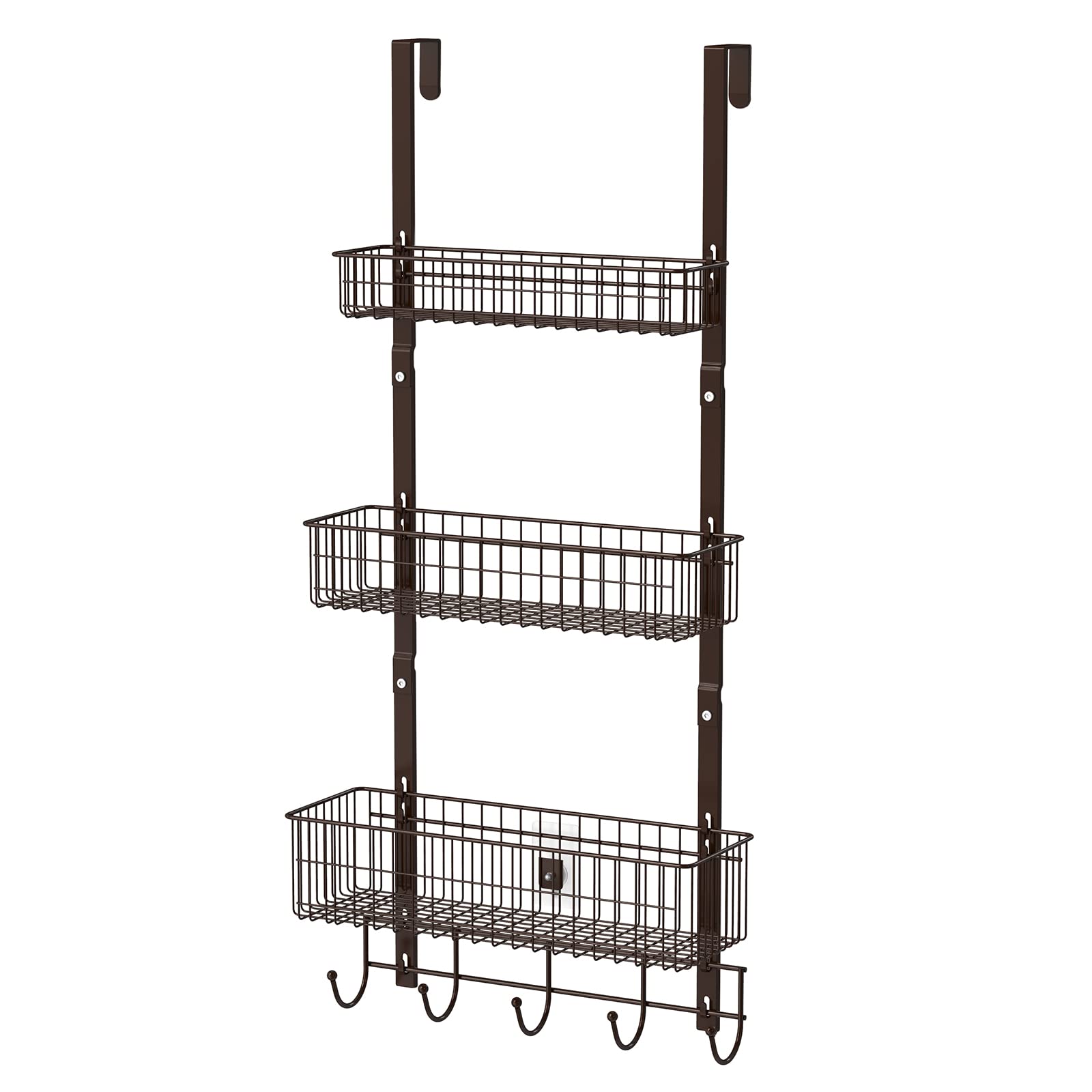 ETELI Over the Door Basket Organizer 3 Tier Hanging Basket Door Shelf Rack Heavy Duty Over Door Pantry Organizer with 3 Metal Ba