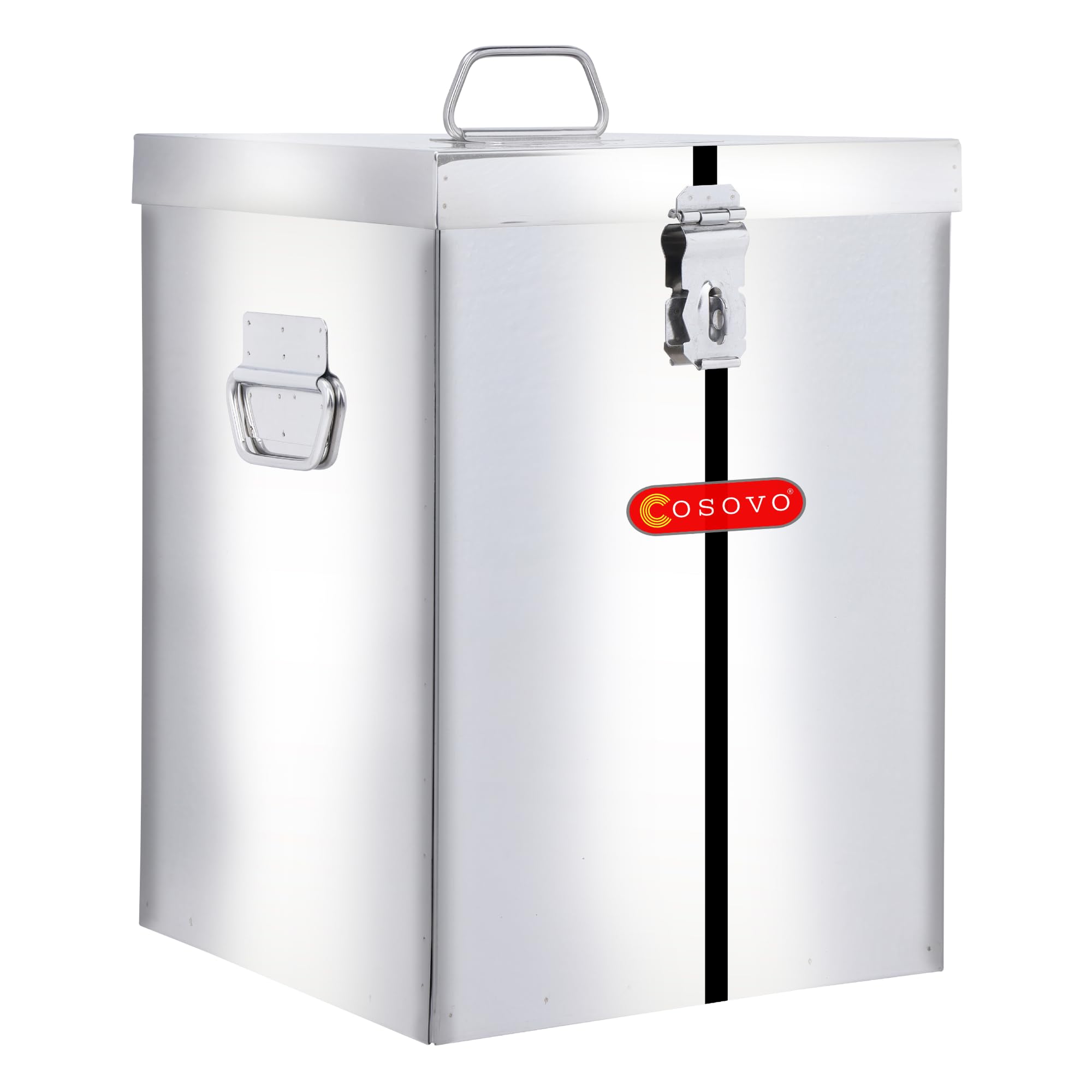 Cosovo Steel Square Pipa | Rice Storage Container | Grain, Dal Storage Drum For Kitchen | Steel Square Pipa/Kothi/Dibba (20 Kg)