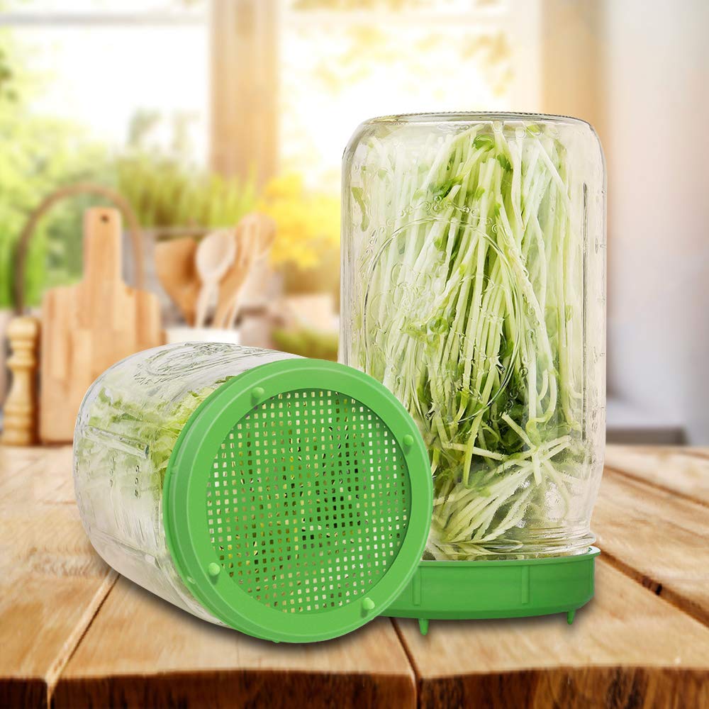 Picowe Plastic Sprouting Lids, Sprouting Jar Strainer Lid, For 86Mm Wide Mouth Mason Jars, Canning Jars, Suit For Grow Bean Spro