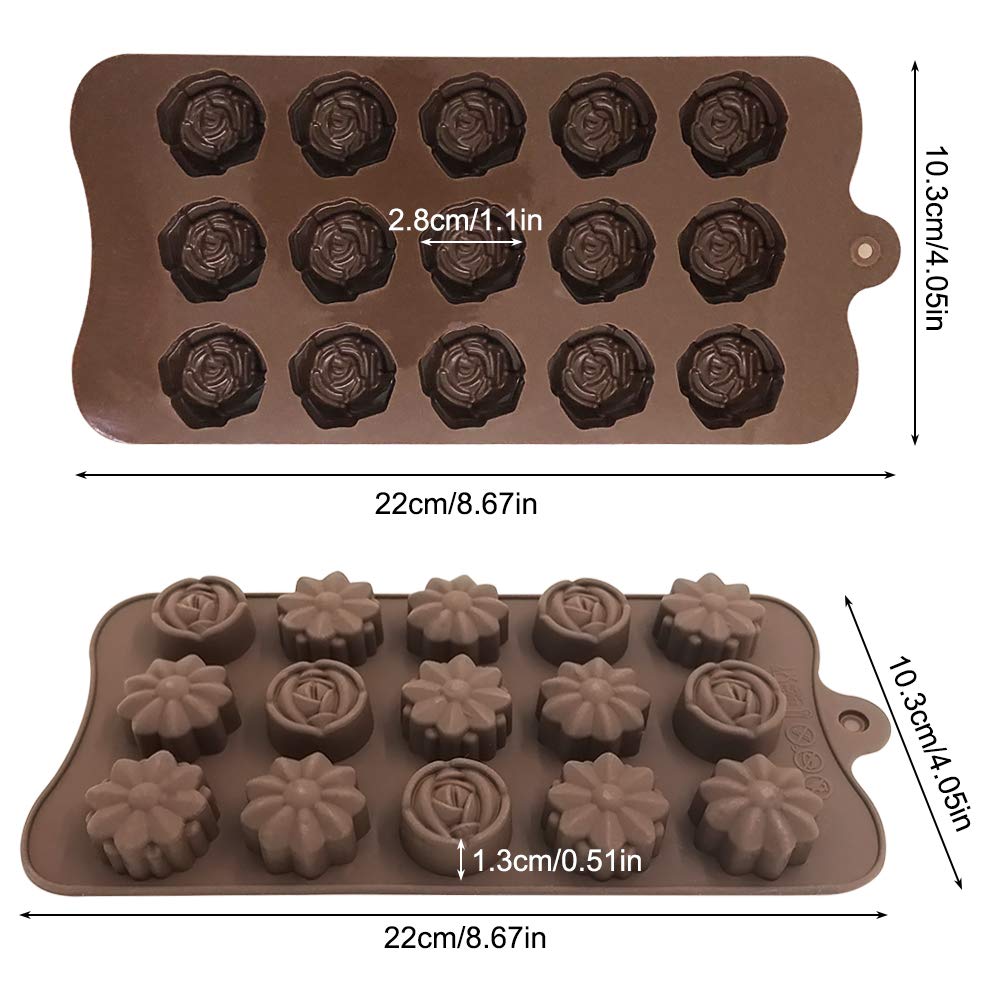 4 Pack Flower Shape Silicone Molds Chocolate Candy Mold, Danzix Silicone Mold For Wedding,Festival, Parties, Diy Enthusiasts-15