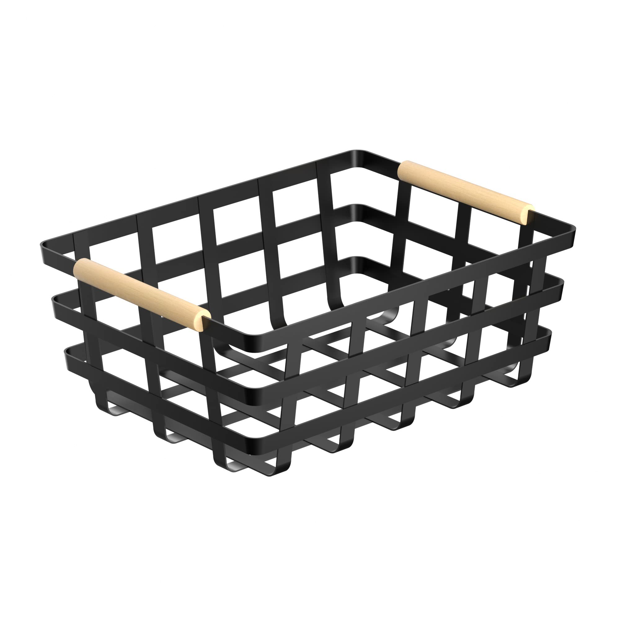 Large Farmhouse Wire Baskets Metal Storage Bin Basket Storage Organizer Farmhouse Fruit Bin With Wood Handles For Pantry Cabinet