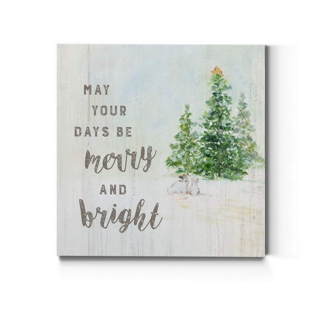 Renditions Gallery Merry And Bright Wall Art, Charming Christmas & Winter Artwork, Festive Faux Wood Design, Premium Gallery Wra