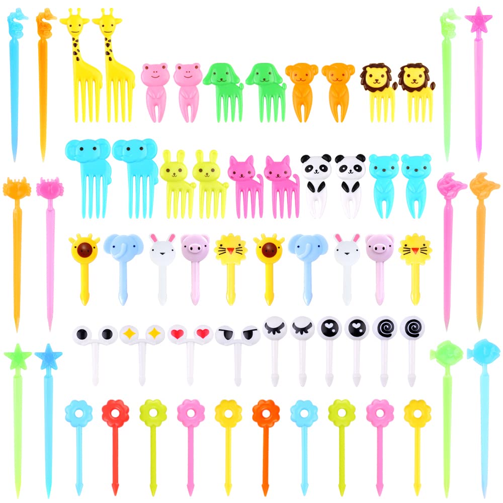 156Pcs Animal Food Picks For Kids, Fatloda Fun Bento Picks For Picky Eater, Cute Fruit Food Toothpicks, Lunch Bento Box Accessor