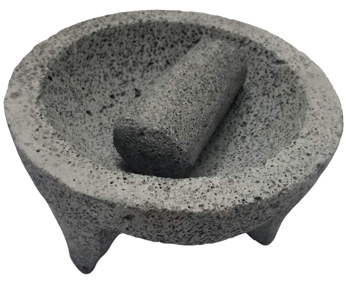 Made in Mexico Genuine Mexican Manual Guacamole Salsa Maker Volcanic Lava Rock Stone Molcajete/Tejolote Mortar and Pestle Herbs 