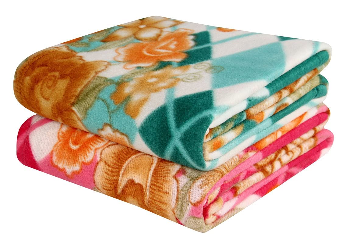 Bsb Home All Season Miltipurpose Polar Fleece Blanket Combo| Assorted Multicolour Lightweight Blanket | Set Of 2, 60X90 Inches |