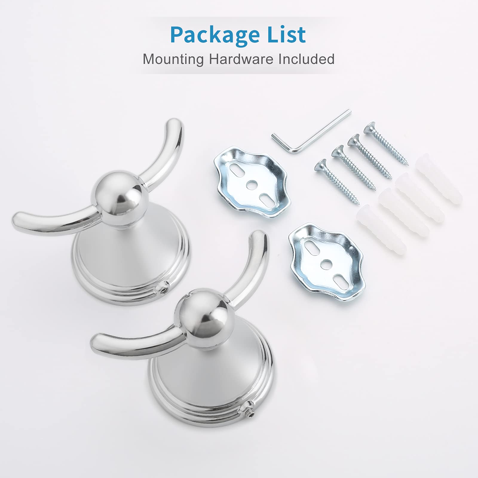 Filta Bathroom Towel Hooks, Polished Chrome Robe & Towel Hooks For Bathroom Wall Mounted, Traditional Bathroom Towel And Robe Wa