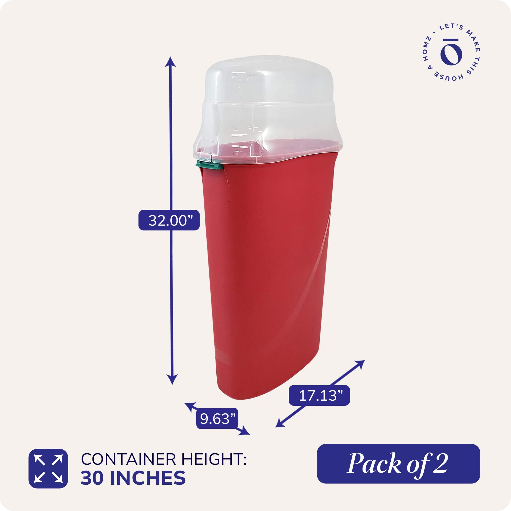HOMZ 2-Pack Plastic Gift Wrap Storage Organizer, 30 Inches, Red & Clear for Christmas & Birthday Presents