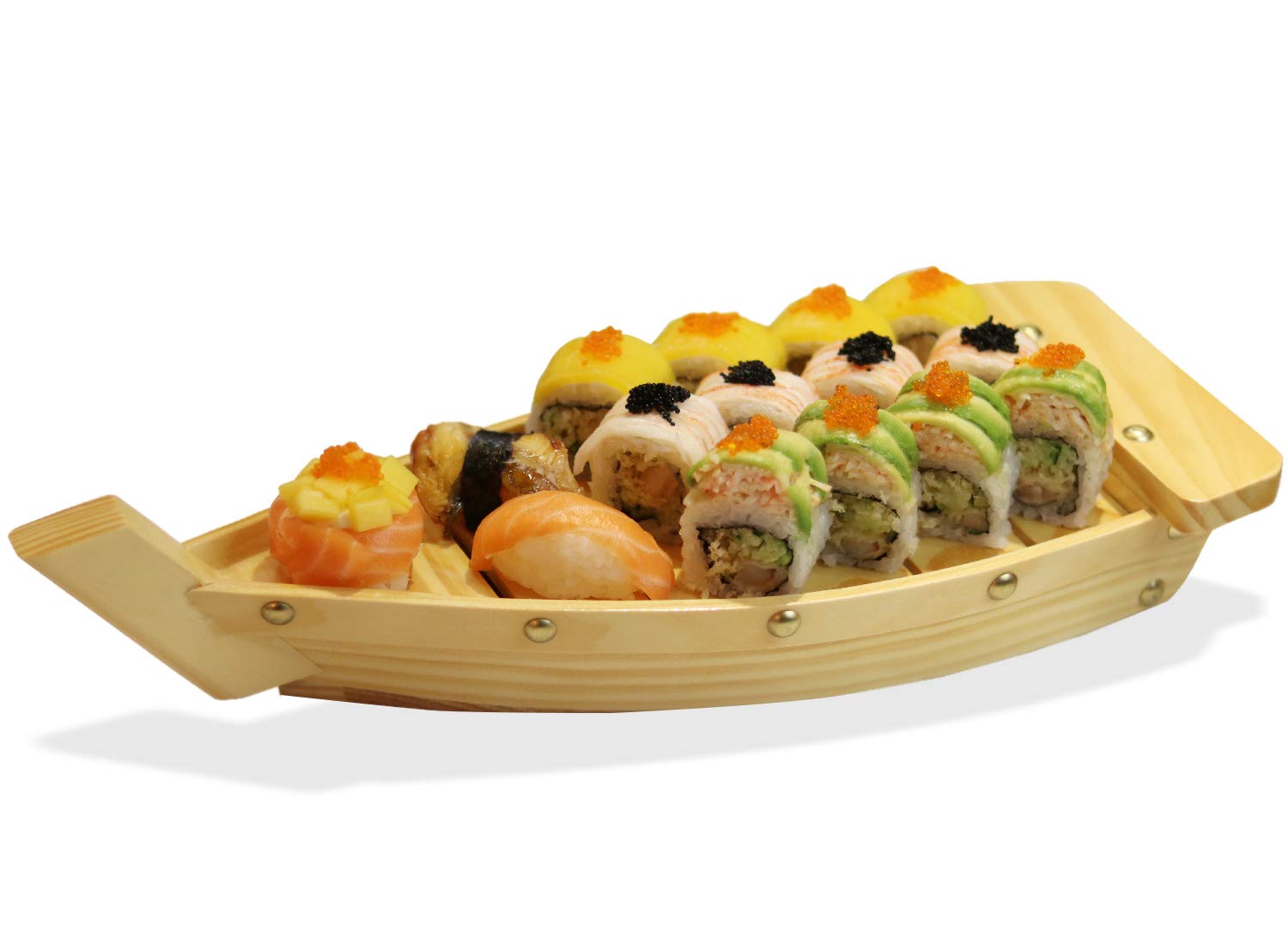 Kichgather 14.5 Wooden Sushi Serving Tray Boat Plate for Restaurant or Home