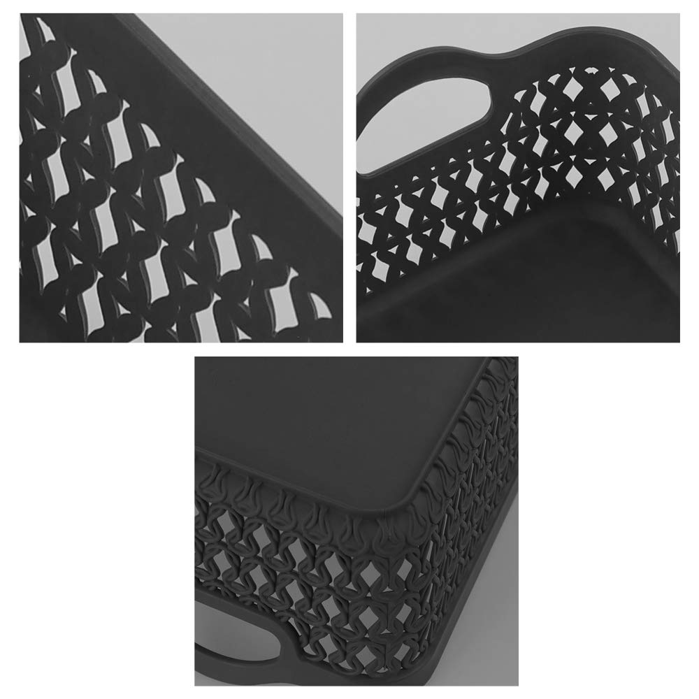 Zerdyne 12-Pack Mini Plastic Storage Baskets Trays, Gray Tiny Storage Baskets