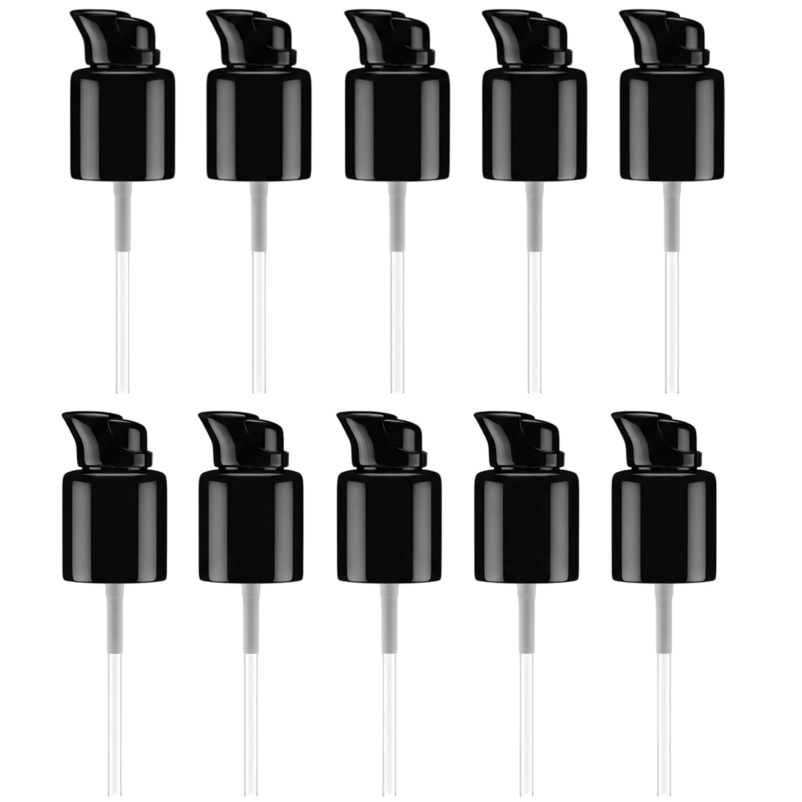 10 Pcs 20mm 415 Black Plastic Replacement Foundation Pumps, Rotate Lock Cosmetic Pump Dispenser, Leakproof Makeup Pump Top Head 