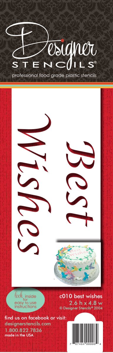 Designer Stencils Best Wishes Cake Stencil, Beige/Semi-Transparent