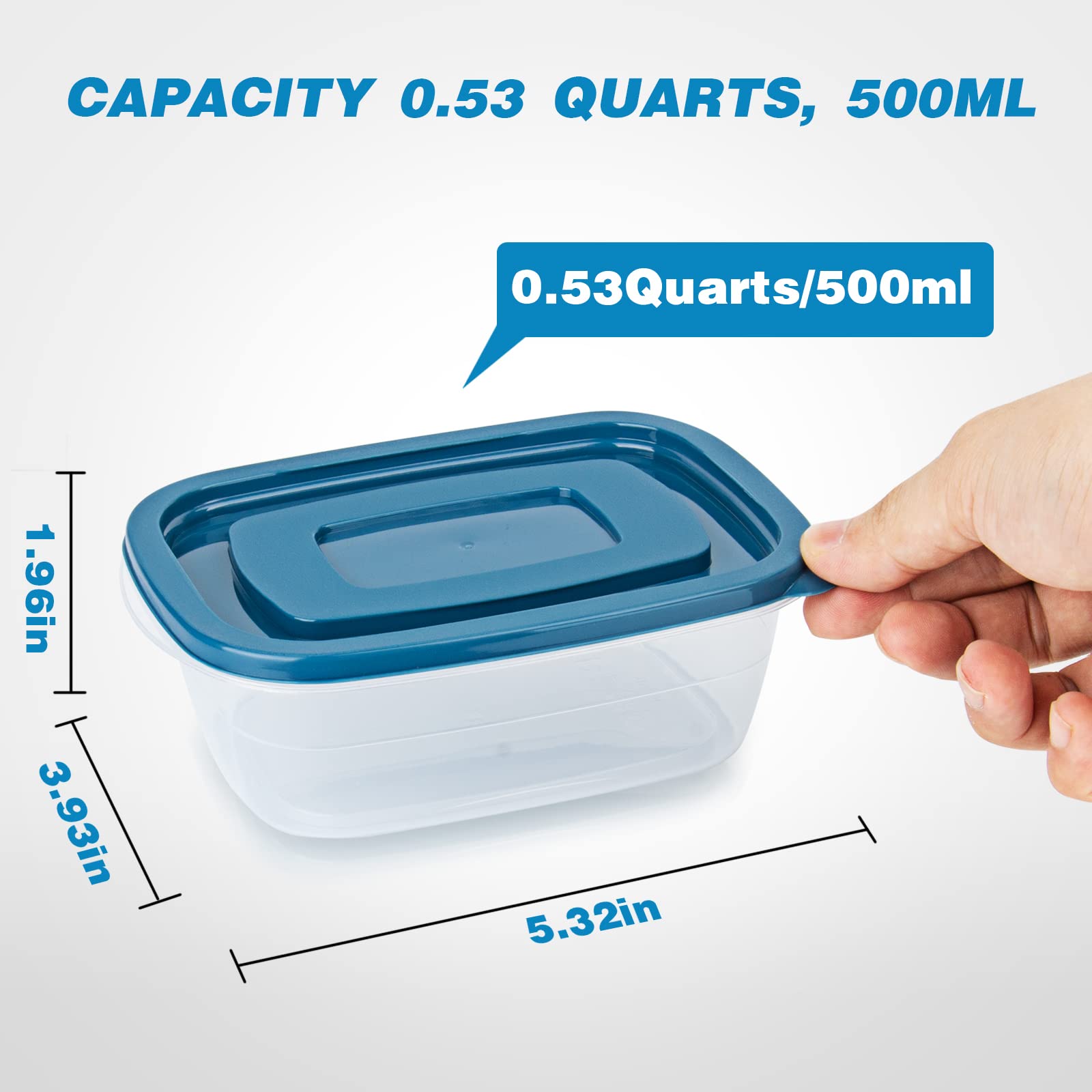 Pedeco 20Pcs Rectangle Plastic Portion Box Sets With Lids.Food Storage Box,Container Sets,Food Storage,Food Containers,Plastic C