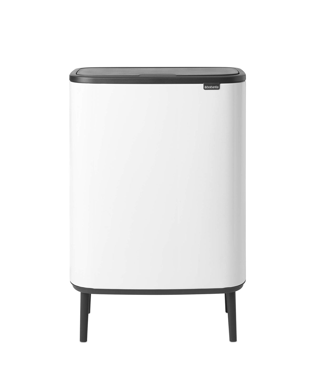 Brabantia Bo Hi Touch Top Trash Can - 16 Gal Inner Buckets (White) Waste/Recycling Garbage Can, Removable Compartment, Raised Le