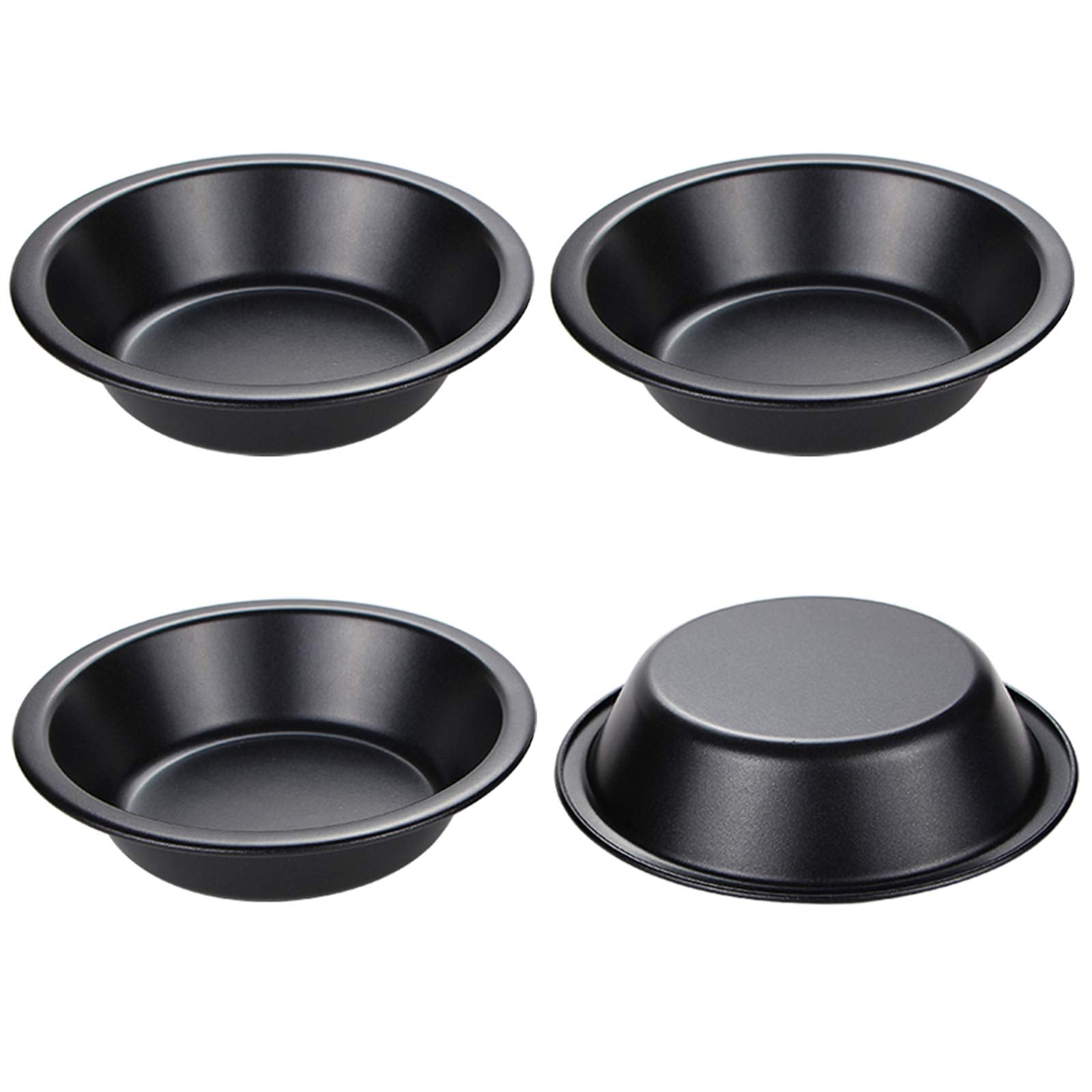 Webake Mini Pie Pans 5 Inch Pie Tins, 4 Pack Nonstick Round Bread And Meat Bakeware For Oven And Instant Pot Baking - Black