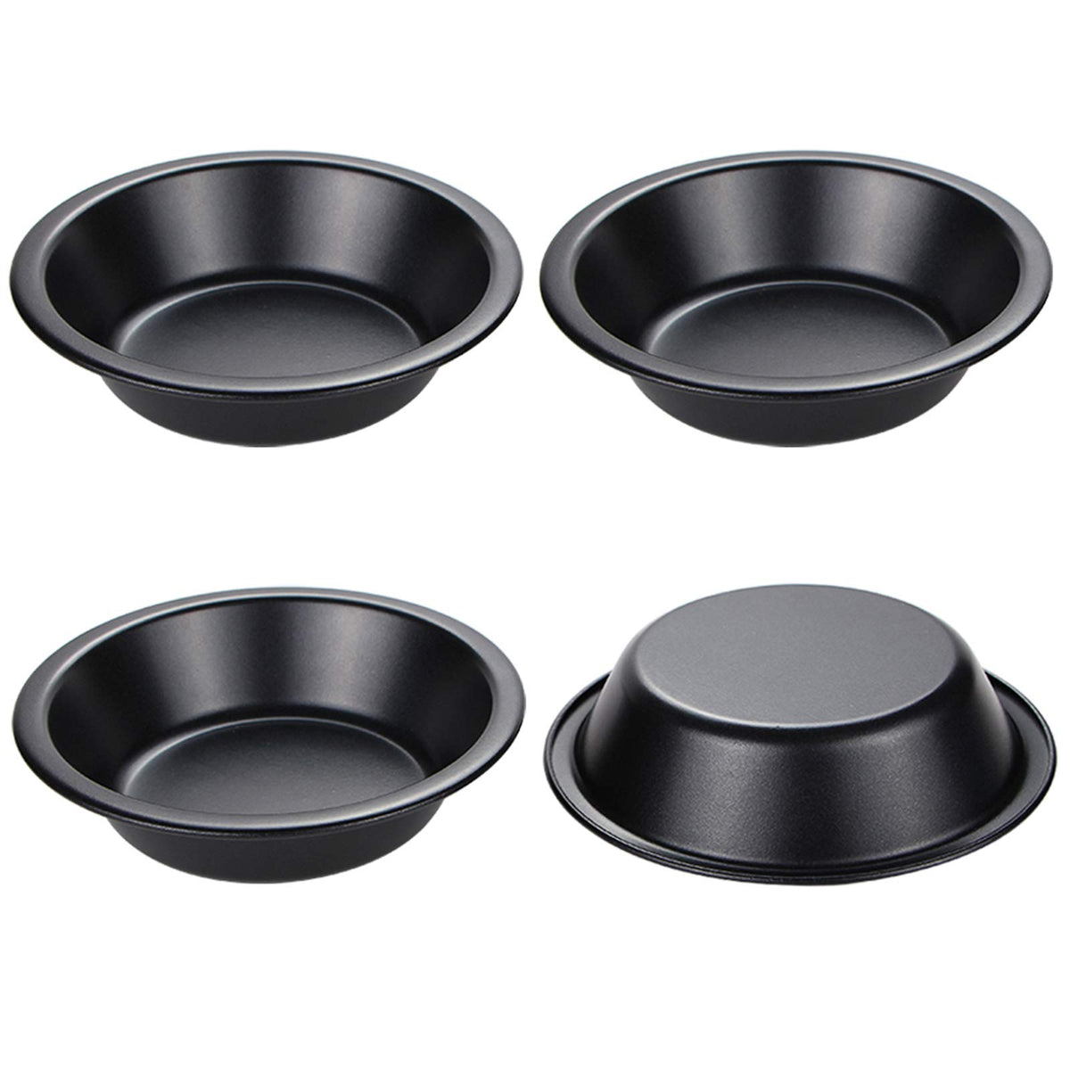 Webake Mini Pie Pans 5 Inch Pie Tins, 4 Pack Nonstick Round Bread And Meat Bakeware For Oven And Instant Pot Baking - Black
