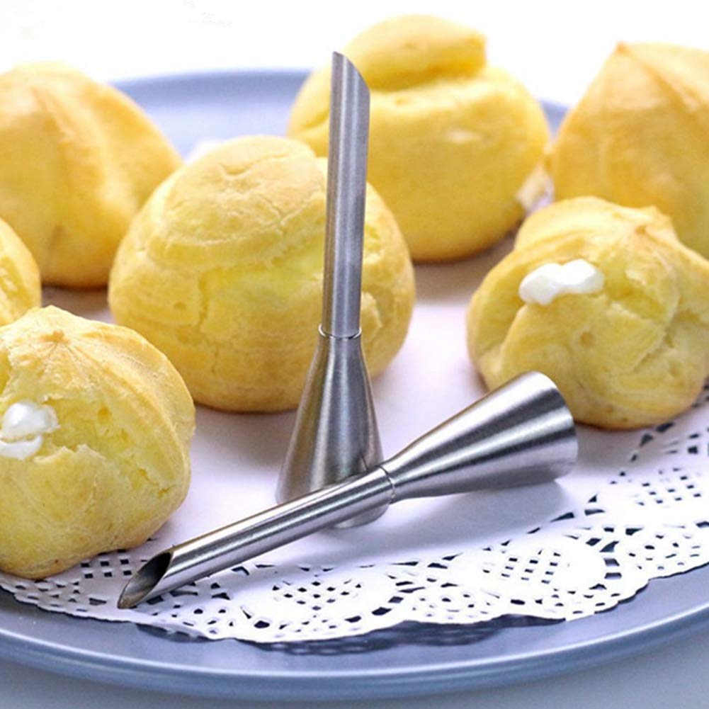 Akoak 2 Pcs Puff Cream Nozzle 304 Stainless Steel Pastry Baking Diy Tools