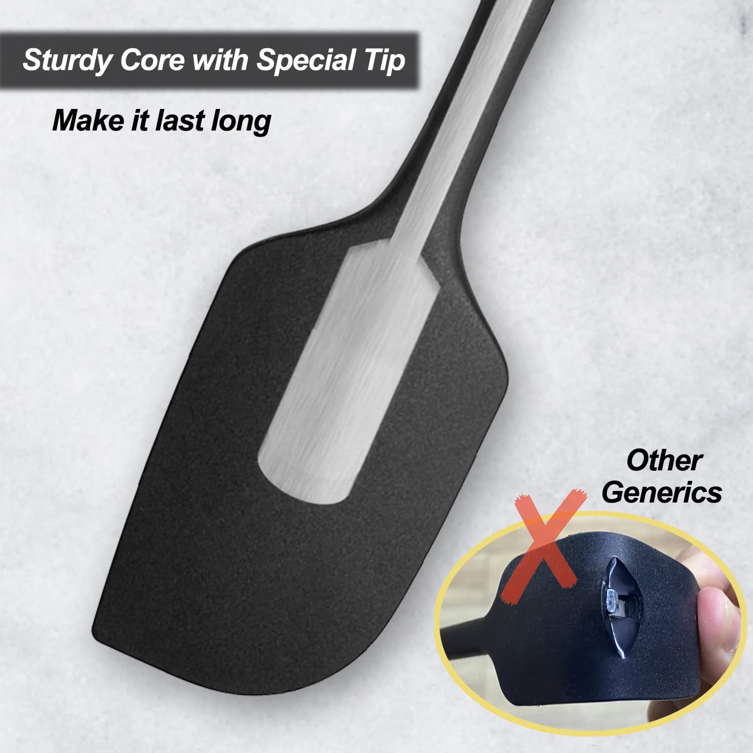 3 Pack Large Silicone Spatula For Kitchen,600F Heat Resistant Rubber Spatulas For Baking,Cooking, Scraping,And Mixing,Non Stick