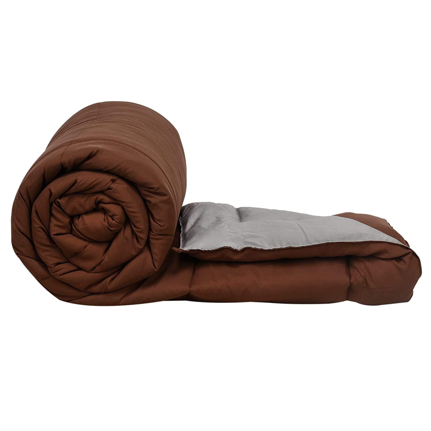Shopingtrade Microfibre Reversible Comforter, Double Bed 250 Gsm (Multicolour9) Brown & Grey