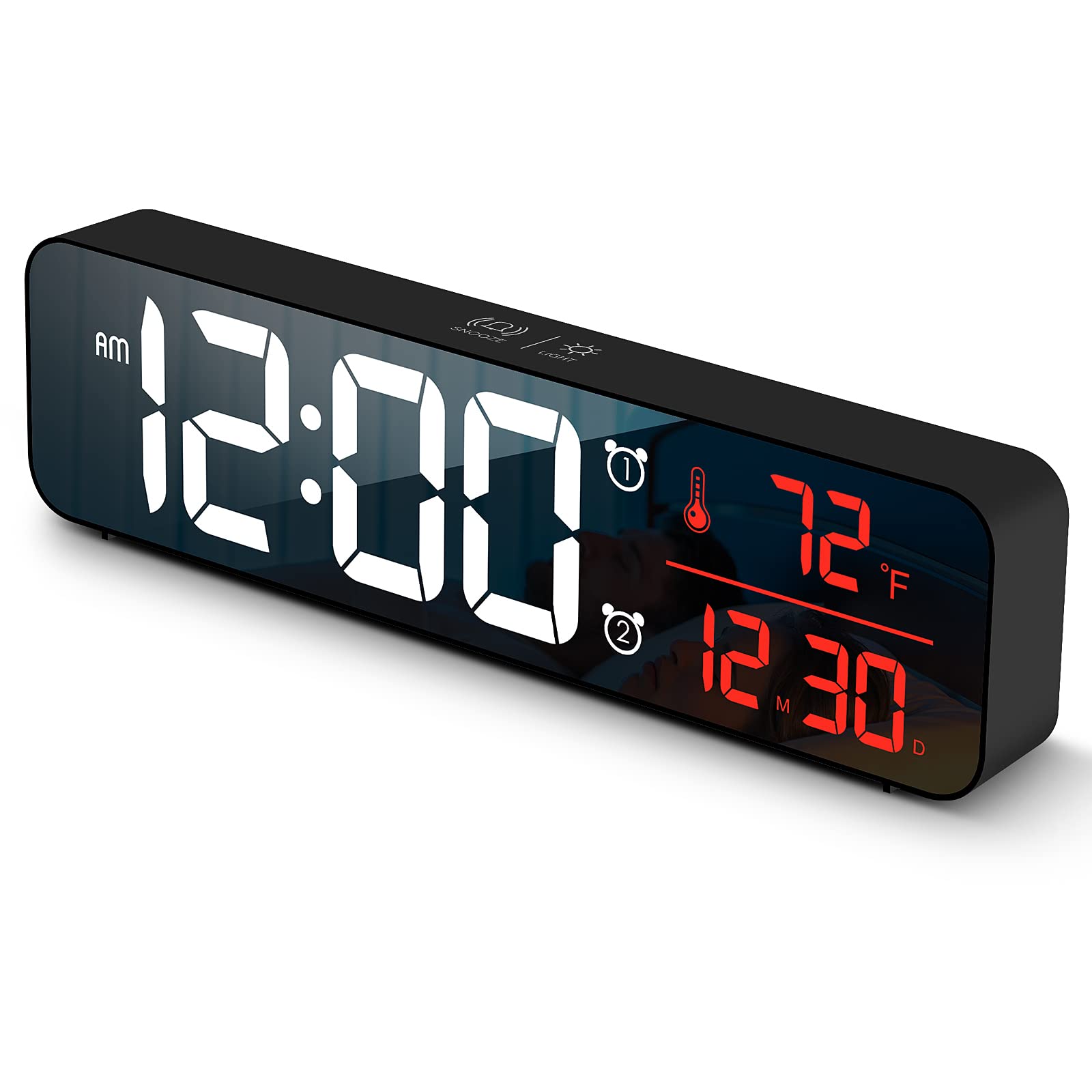 Digital Clock, Clock for Bedroom, Clocks for Living Room Decor, Desk Table Clock, Alarm Clock Large Display with Date Week Tempe