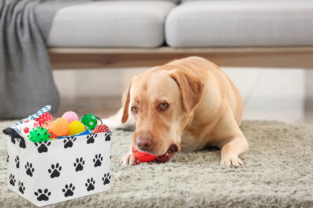 HIYAGON Dog toy Basket Dog Toy Bin Cute Toy Storage Basket Organizer Box Kids Gift Basket Empty Rectangular Room Decor for Home(