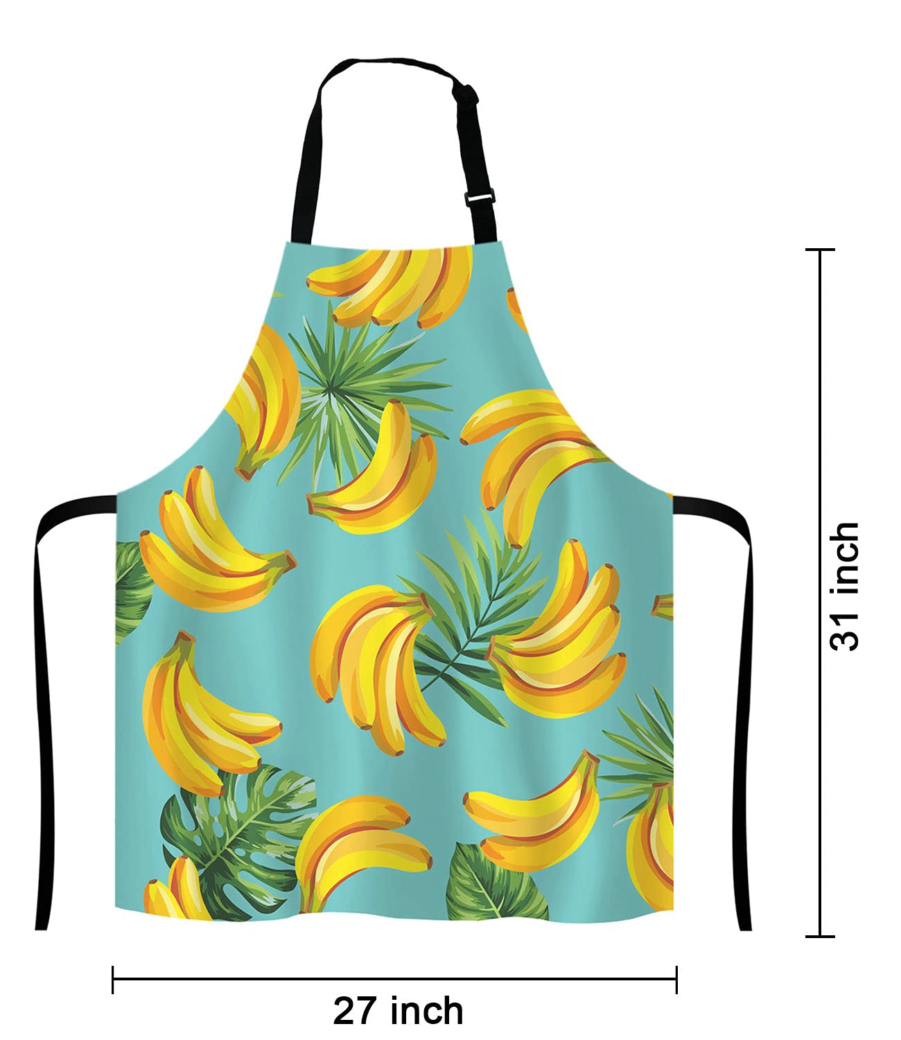 Lefolen Tropical Palm Leaves And Bananas Bib Apron With Adjustable Neck For Men Women,Suitable For Home Kitchen Cooking Waitress